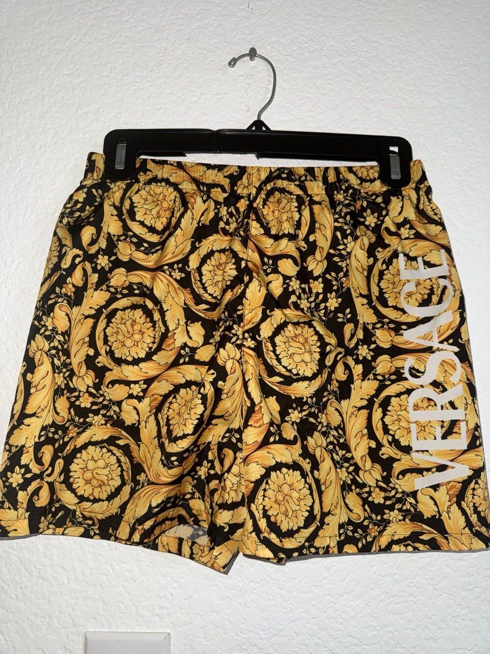 Versace Kids Barocco Swim Shorts Black Gold Size 12Y Authentic